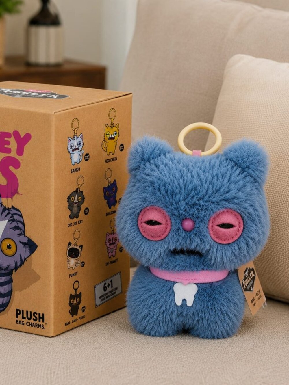 Fuggler Alley Cats Plush Bag Charm Keychain Blue Cat Collectible New